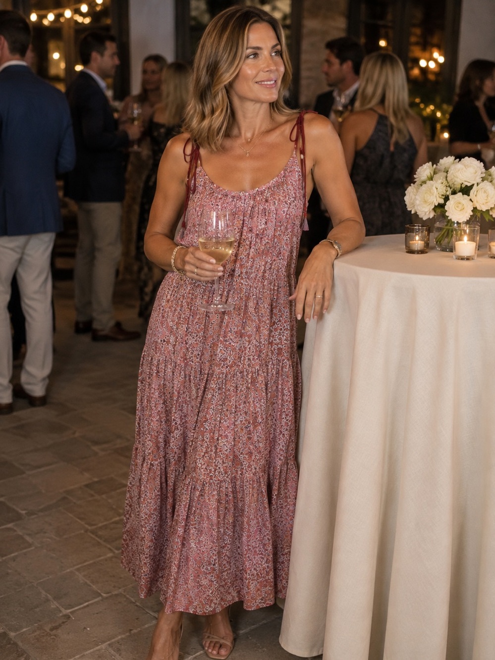Omika Red and White Floral Maxi Dress
